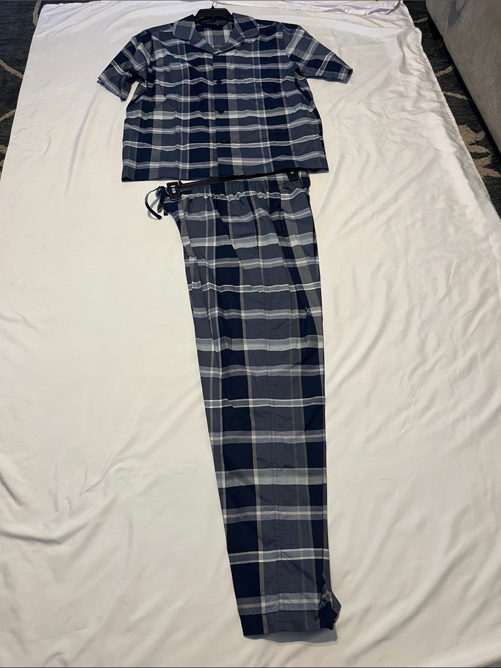 Hart Schaffner Marx Navy & Gray Plaid Short-Sleeve Pajama Set